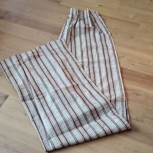 Set of 4 Striped Brown and Cream Curtains
